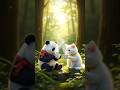 Cute panda and cat drinking coffee in a forest#viral#cartoon#animation#dreamscreenai#cute#cat#funny