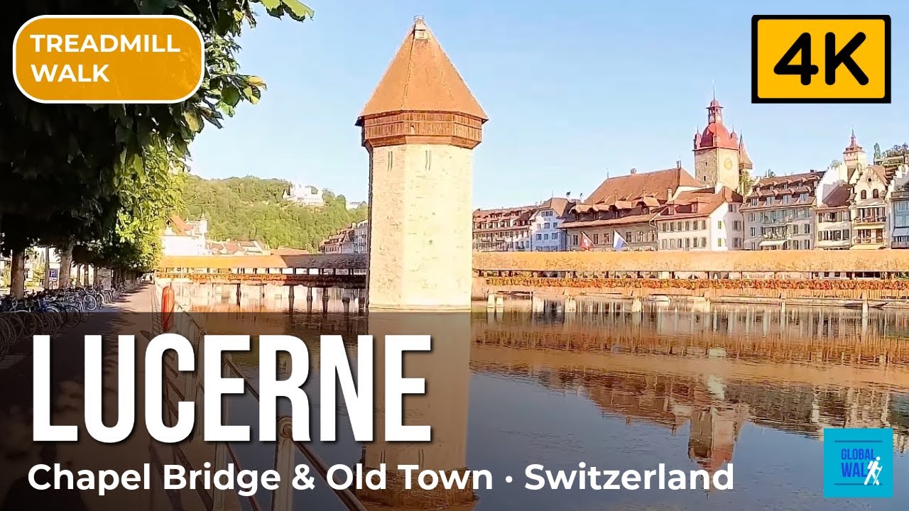 Lucerne 4K — Chapel Bridge & Medieval Old Town, Switzerland