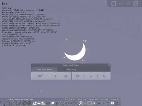 Stellarium solar eclipse 2017 from Mountain View, CA