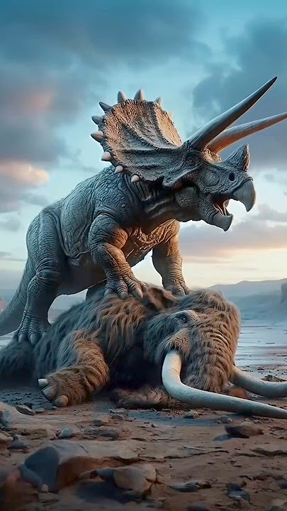 Mammoth vs triceratops #trending #animals #wildlife #viral #rhino