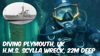 Diving Plymouth, UK  H.M.S. Scylla Wreck, 22M Deep Artificial Reef off the Coast