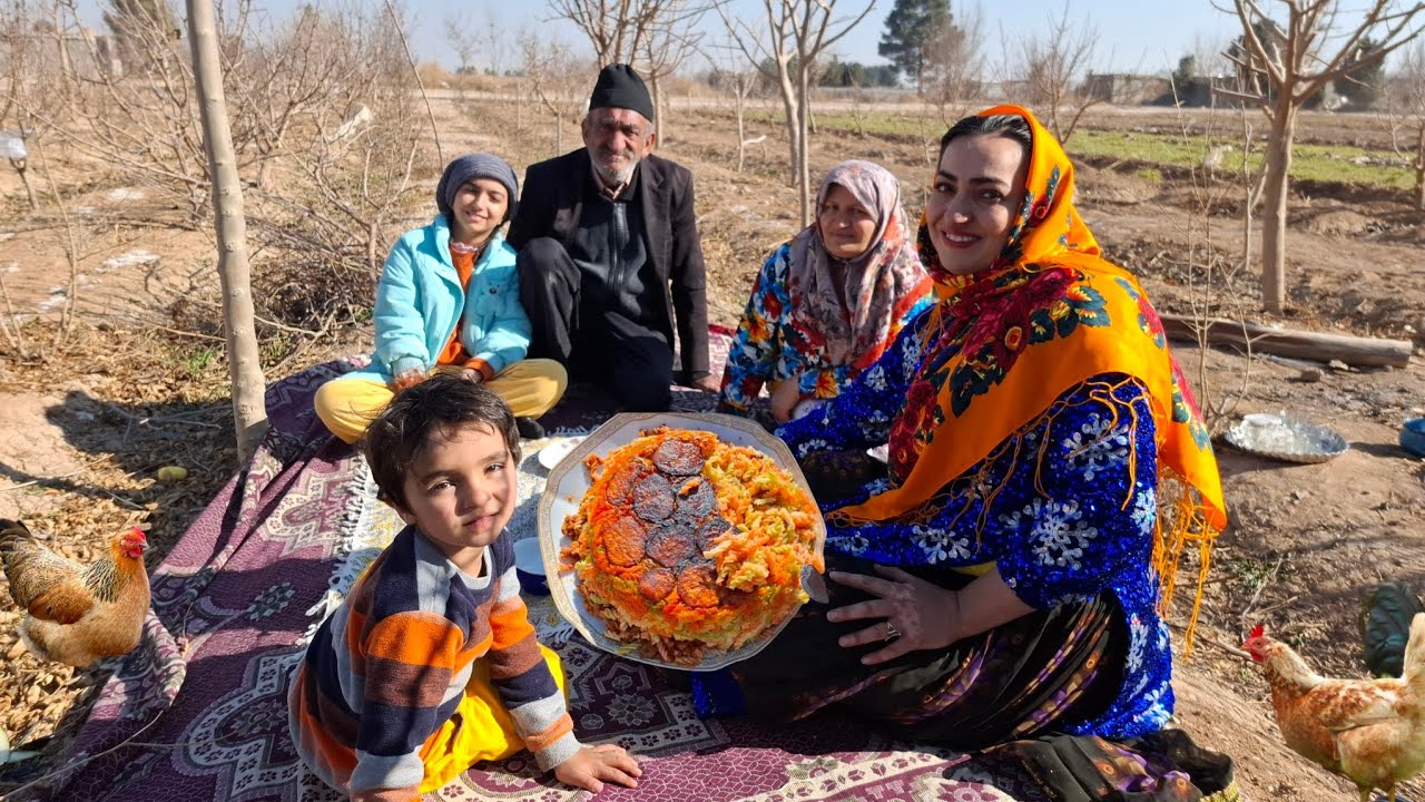 An Iranian Rural Family Prepares Pasta in a Rustic | Showcasing Simple ...