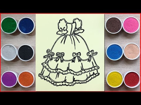 Đồ chơi trẻ em TÔ MÀU TRANH CÁT ĐẦM CÔNG CHÚA DẠ HỘI - Colored sand painting dress toys (Chim Xinh)