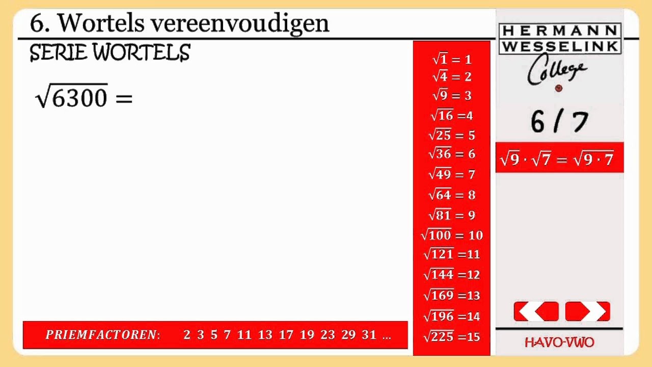 6. Wortels vereenvoudigen (Serie wortels - R4) - YouTube