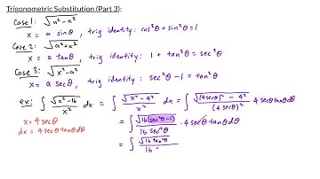 Calculus II - Trigonometric Substitution (Part 3)