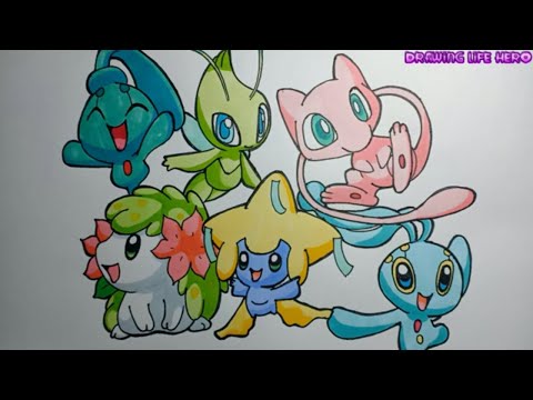 Cách Vẽ Các Pokemon Huyền Thoại cute Nhất Trên Một Bức Tranh
