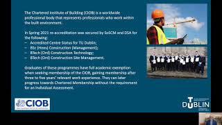 TU Dublin B Tech in Construction Site Management re-accredited by CIOB.
