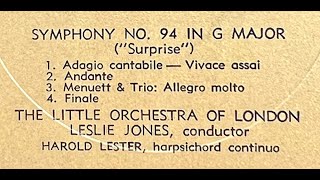 Haydn Symphony No. 94 In G Major Surprise - Leslie Jones, 1968 - Nonesuch Hf-73019