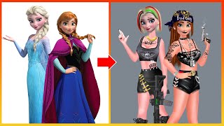 Frozen: Elsa Anna Glow Up Into Bad Girl - Disney Princesses Transformation