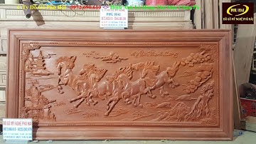 TRANH GỖ MÃ ĐÁO THÀNH CÔNG - Tranh Bát Mã Chạm Khắc Gỗ Đẹp