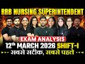 RRB Nursing Superintendent Paper Solution 2026 | RRB Nursing Superintendent Exam Analysis 2026