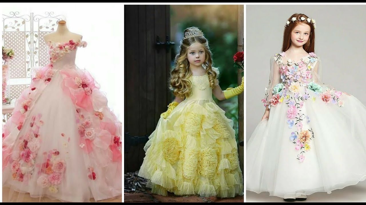 Top Stylish Girls Under 10 Lace Embroidered Frocks with Ribbon Flower ...