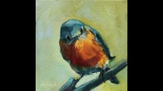 Bluebird oil painting demo