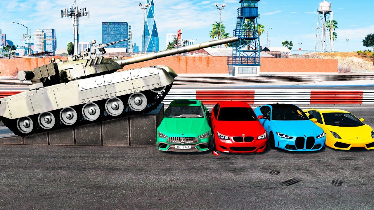 Tank vs Cars BeamNG.Drive BeamNG MaX YouTube