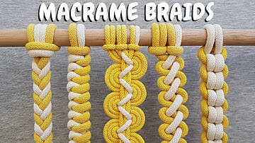 5 Tipos de TRENZAS de MACRAME (paso a paso) | 5 Types of Macrame Braids