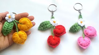 👉PUFF PUFF 🍒CHERRY🍒CROCHET  KEYCHAİN/PUF PUF KİRAZLI ANAHTARLIK YAPIMI