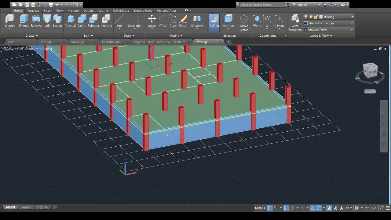 Tutorial Autocad | Membuat Denah Arsitektur dalam Mode 3D - YouTube