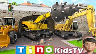 Road Header Excavator &amp; Driller Trucks for Kids | Road Tunnel Construction