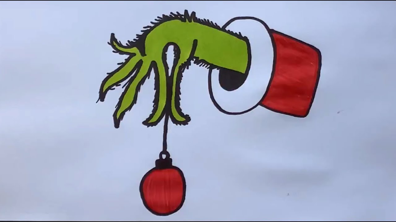 How To Draw The Grinch Hand Holding Ornament