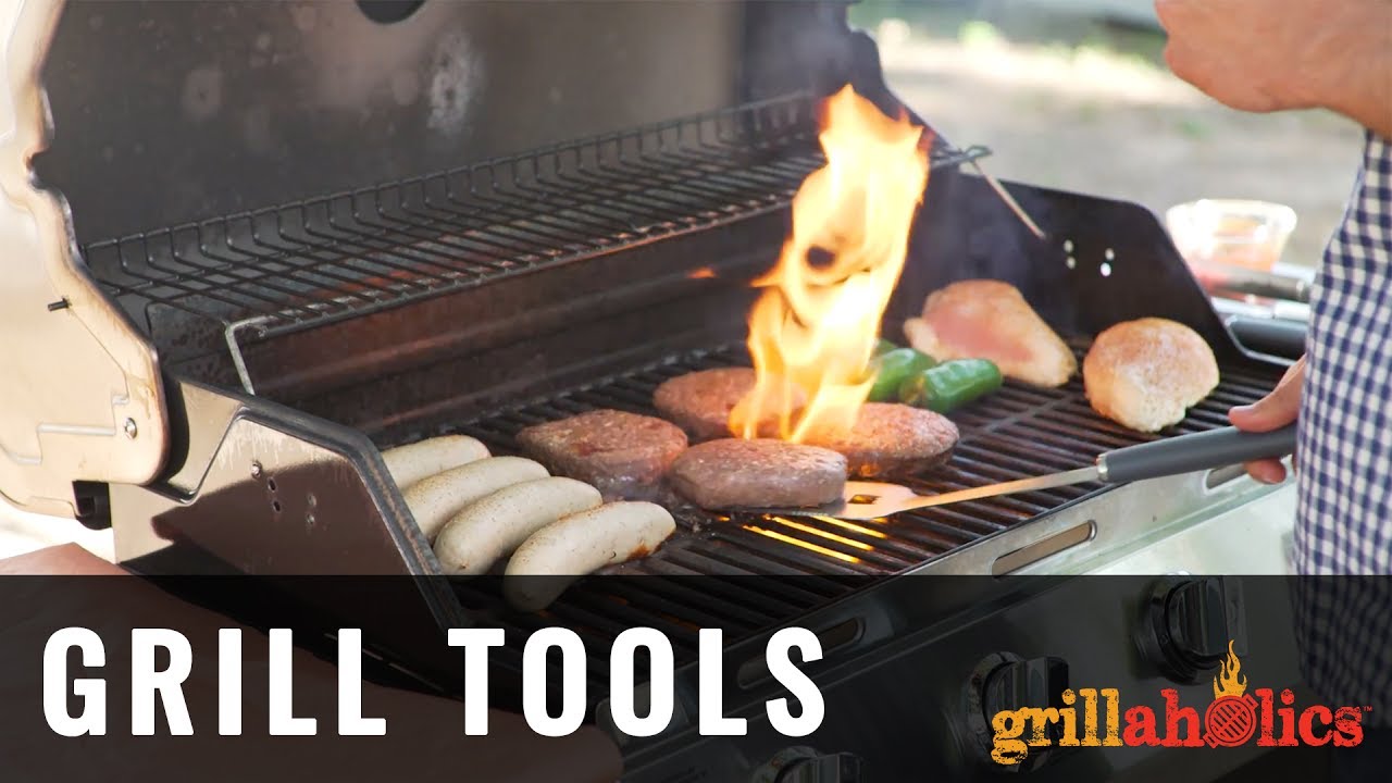 Grill Tools - 4-Piece Heavy Duty BBQ Grill Tools Set - Grillaholics