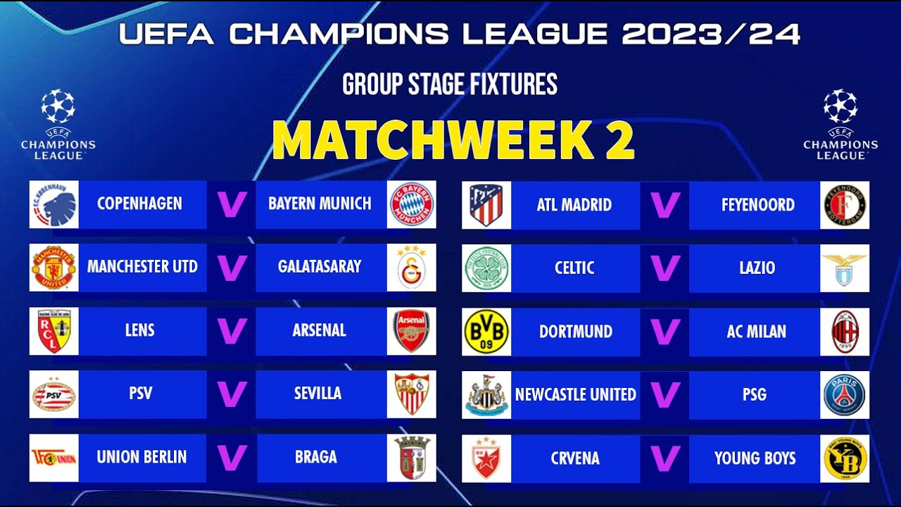 2023-24 UEFA Champions League group stage matchday four: fixtures