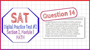Question 14 from SAT Digital Practice Test 2, Section 2, Module 1 (MATH)
