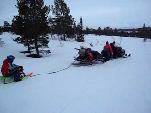 Everyone on the snowmobile