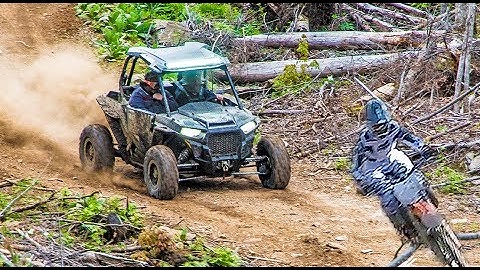 RZR Turbo + KTM 350SXF Ripping Down a Logging Road - KTM Dirt Bike + Polaris SXS