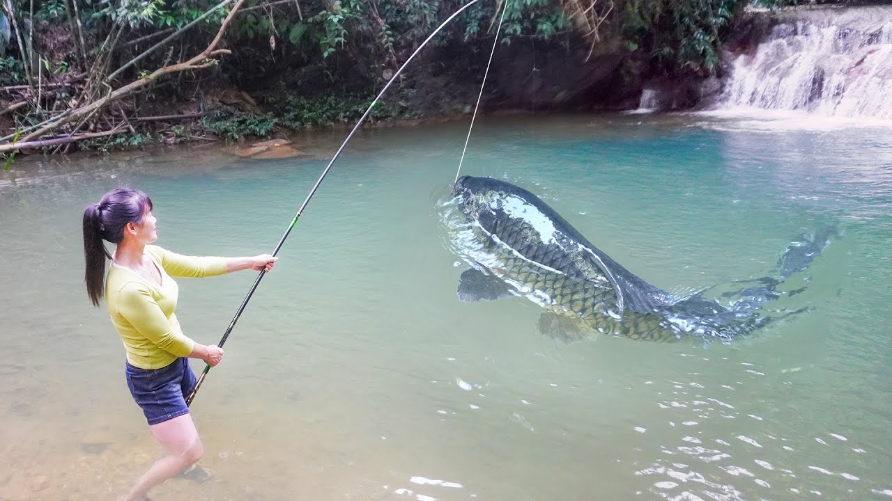 Fishing Using Earthworms Catch Many Fish Go To Market Sell - Farm in off grid | My Bushcraft