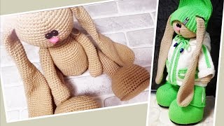 картинка: Связать зайку в стиле тильда крючком(одежда в описании).