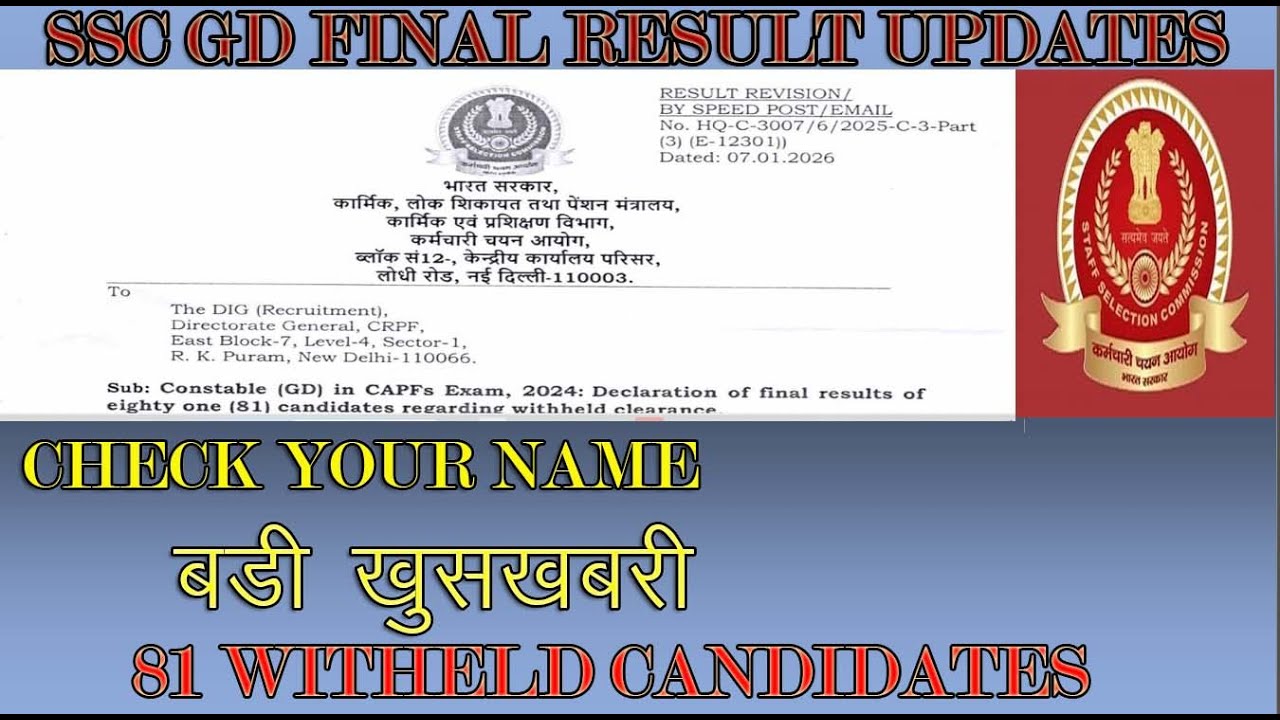SSC GD withheld candidates update