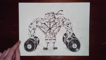 SpongeBob skips leg day... Time lapse drawing
