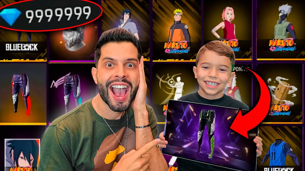 GEMEI A CONTA DO MEU SOBRINHO DE 8 ANOS NO FREE FIRE!!