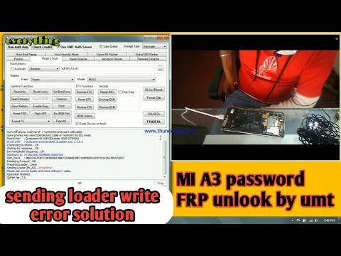 mi a3 pawwsord frp unlook by umt / how to unlook mi a3 phone umt sending loader write error solution