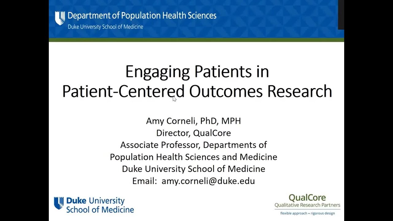 Engaging Patients in Patient Centered Outcomes Research - YouTube