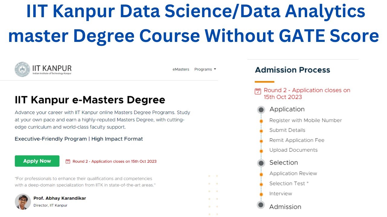 IIT Kanpur e-Masters Degree Program, Without GATE Score!