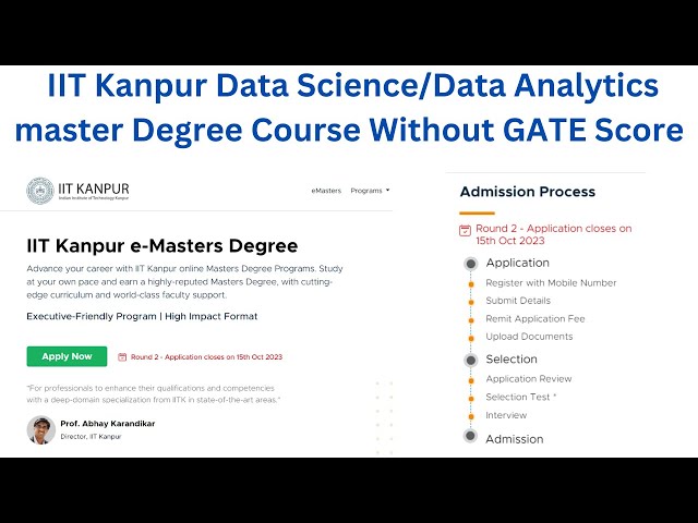 Masters degree in Data Science and Business Analytics program at IIT Kanpur,  GATE score NOT required