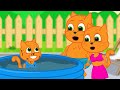 🔴 Cats Family in English - Mud Pool Costume Cartoon for Kids