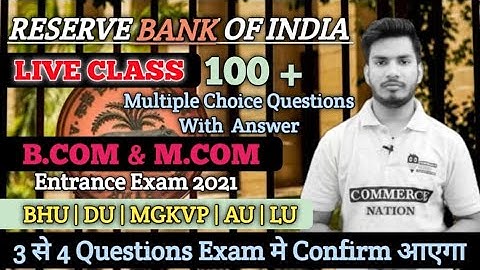 100+ MCQ on RBI With Answers || BHU Bcom Entrance 2021 || BHU Mcom Entrance 2021 || Join Course