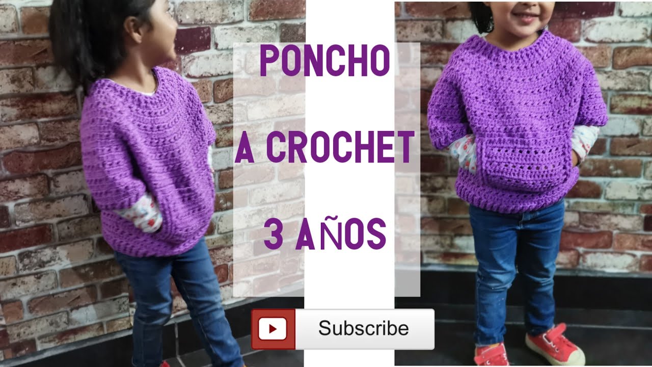 PONCHO NIÑA DE 3 AÑOS TEJIDO A CROCHET👧 MUY FÁCIL Y RÁPIDO - YouTube