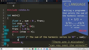 Learning_C_language/Writing a programme that prints the sum of a harmonic series/coding & debugging