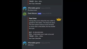 Richest items in dank memer the discord bot| join server link in description|