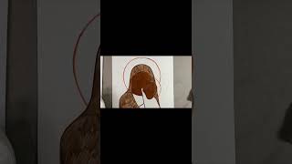 Process of painting a Coptic Icon of Mary. Using Egg Tempera Technique. Stage 2