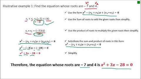 Identifying the Quadratic Equation given the roots using the Sum and Product of Roots