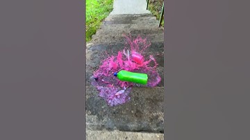 Rolling colorfull bottle on the stair 🌈👻 #asmr #crushingsoftthings #crushingcrunchythings