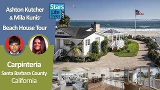 Ashton kutcher and mila kunis' new beach house in carpinteria, near
santa barbara, california, offers 6 bedrooms bathrooms. this mansion
is 3,100 sqft....