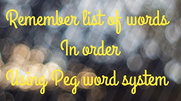 peg word system || Remember the list of names by peg word system || Skilful kidz