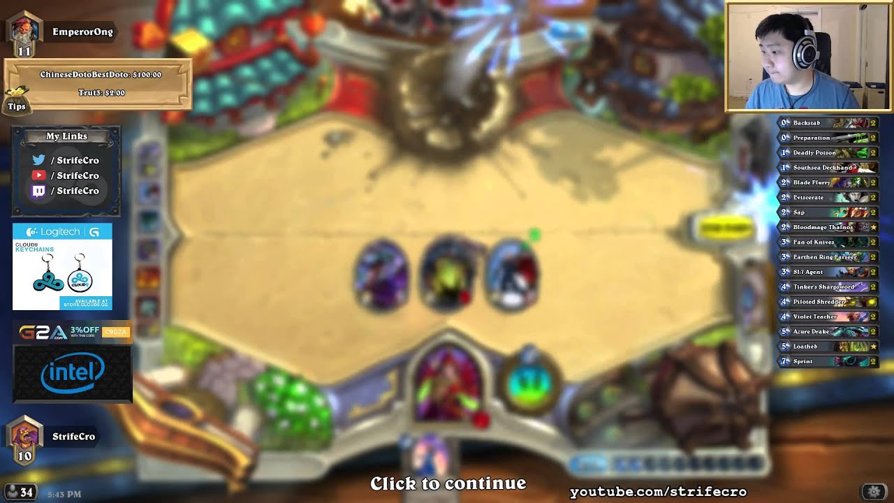Hearthstone Strifecro Playing Ranked Oil Rogue And TGT Card Review