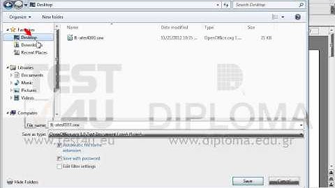 Save the current document under the file name test and type text (.txt) in IL-ates\OO_Writer...
