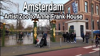 Amsterdam Centraal to Artis Zoo and Anne Frank House Overcast Walk |5k 60 | UHD Amsterdam Sounds